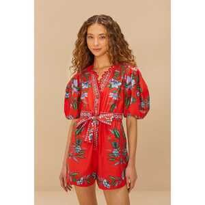 Red Sweet Bloom Bouquet Organic Cotton Romper